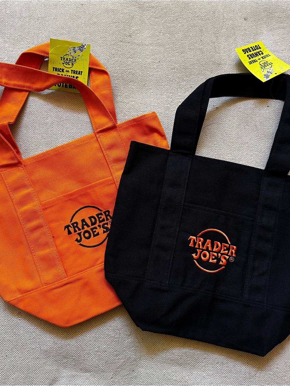 Trader Joe’s Halloween Canvas Tote Bags- Black and Orange